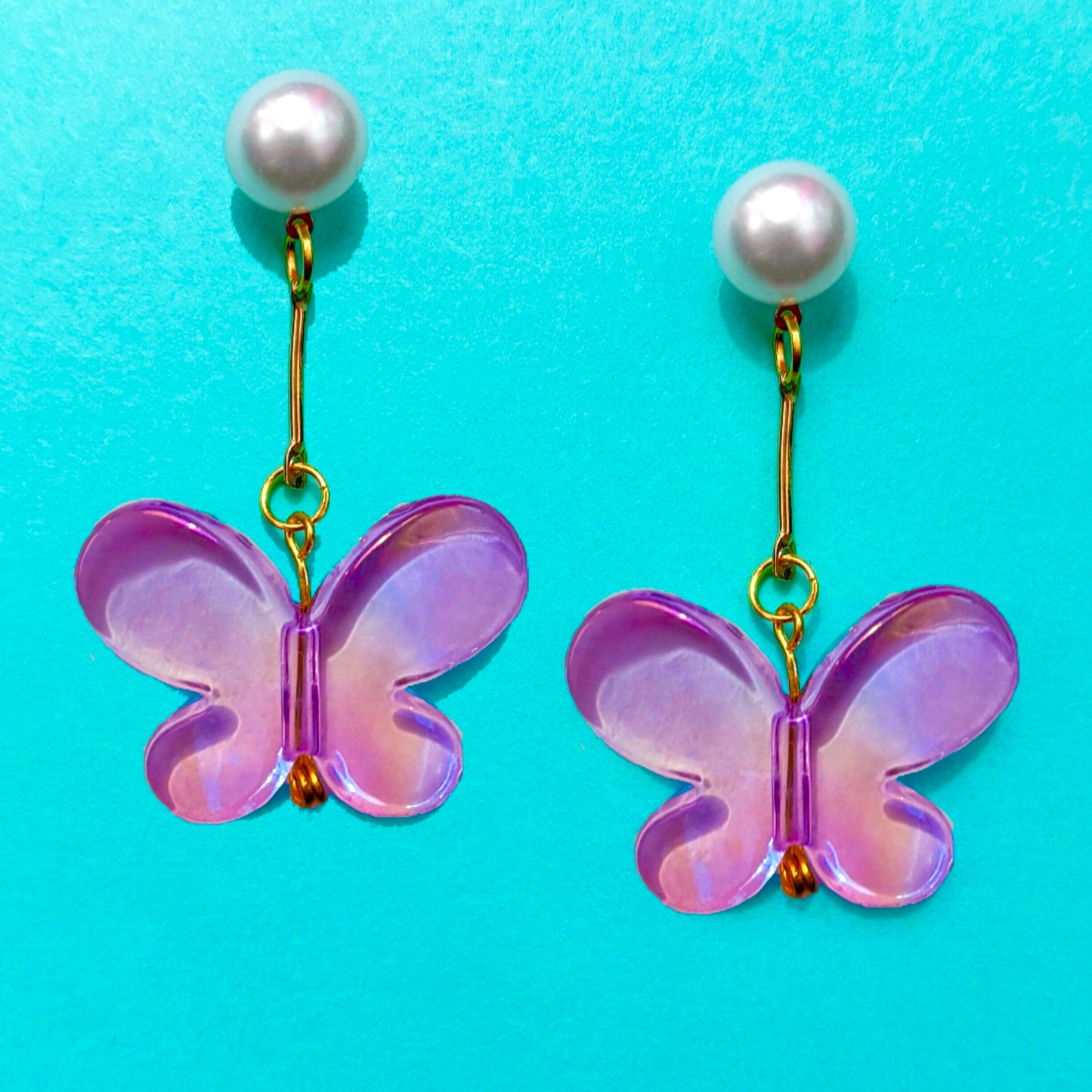 Purple Y2K Butterfly Small Drop Earrings