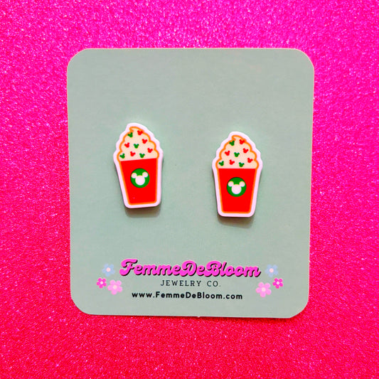 FREE GIFT - Festive Mouse Coffee Post Earrings