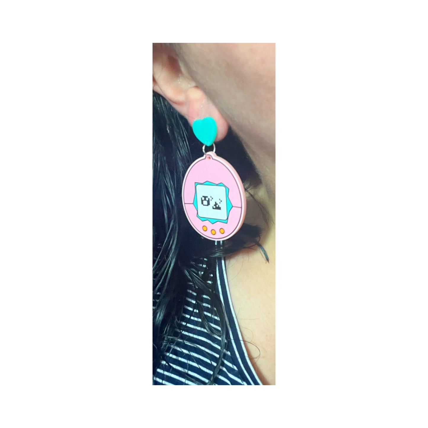 90s Pink Digital Pet Drop Earrings