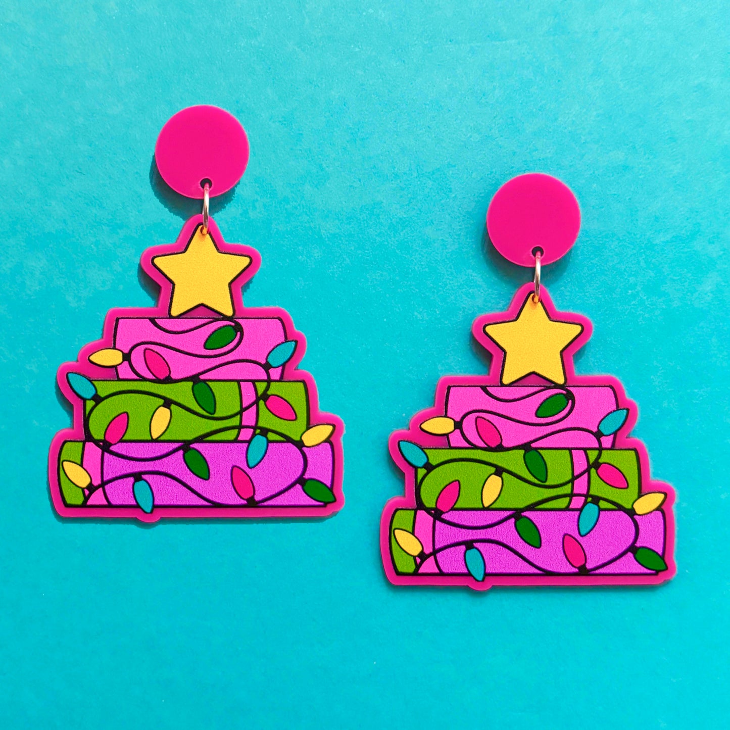 Bookmas Christmas Tree  Drop Earrings