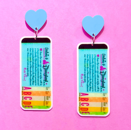 Retro Park Ticket Book Drop Earrings