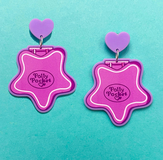 Purple Star Polly Pocket Drop Earrings