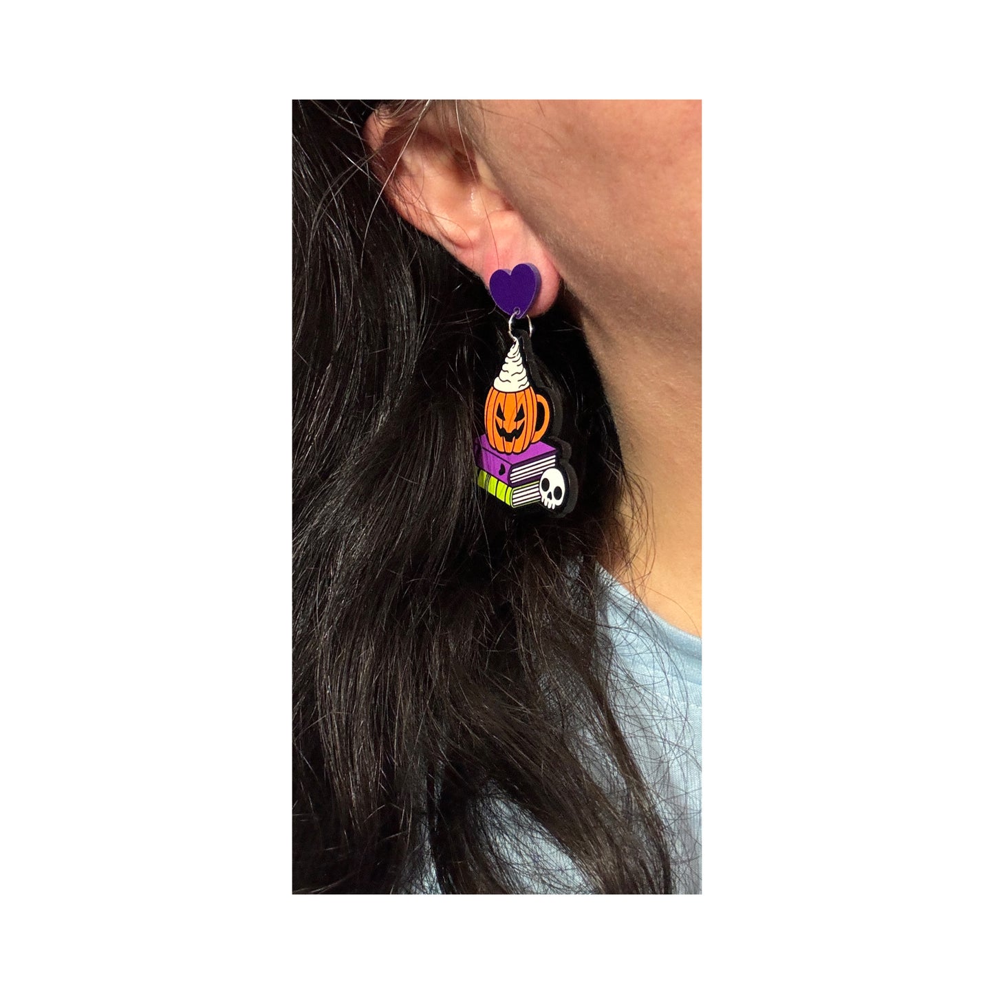 Spooky Bookstack Mug Drop Earrings