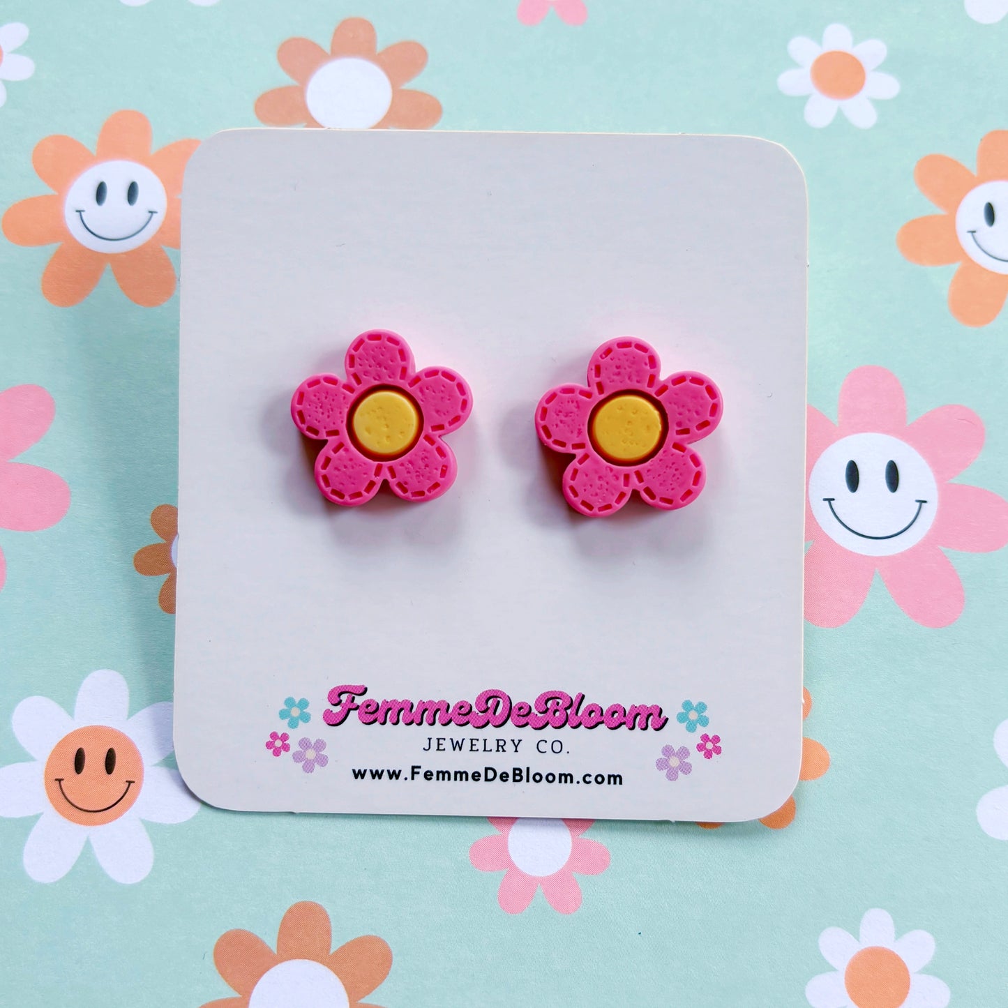 FREE GIFT - Pink Flower Post Earrings