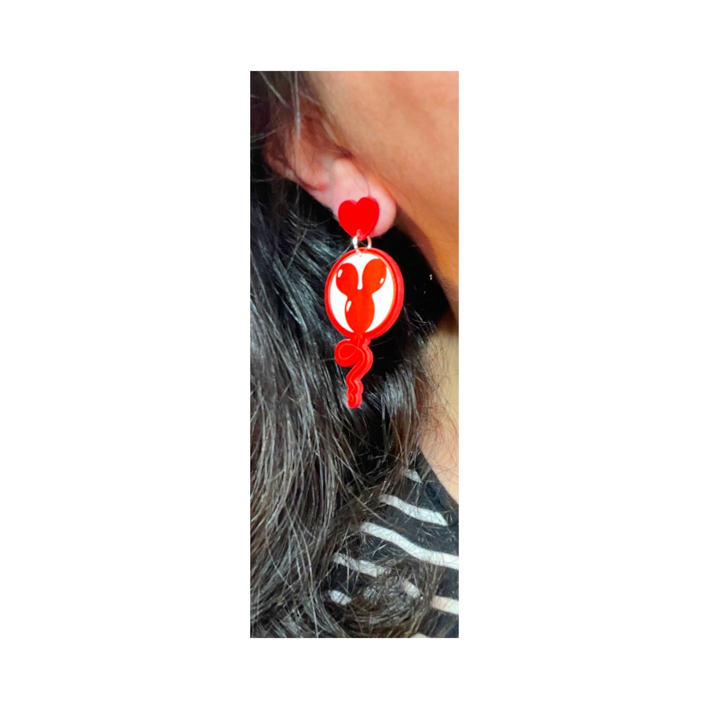 Red Mouse Balloon Acrylic Drop Earrings