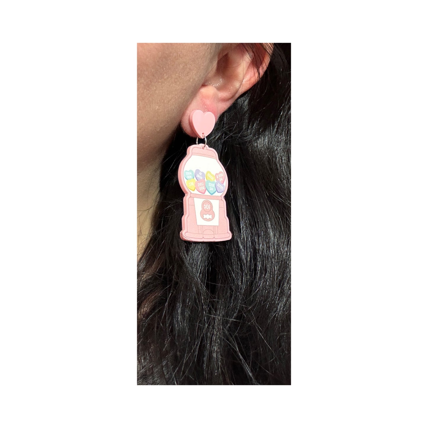 Pastel Valentine Gumball Machine Drop Earrings