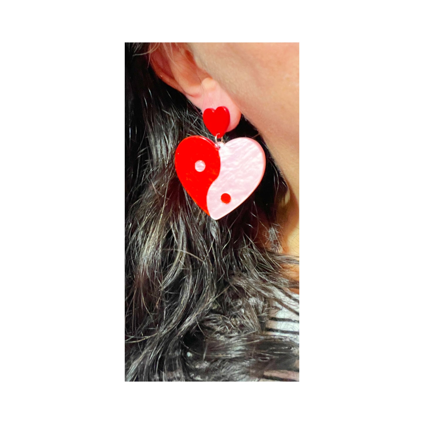 Yin Yang Heart Drop Earrings