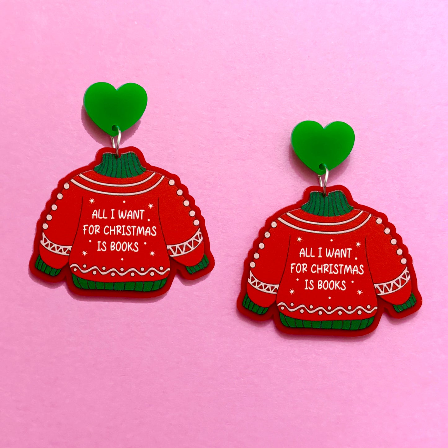 Bookmas Christmas Sweater Drop Earrings