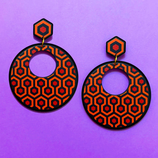 Overlook Print Retro Round Drop Earrings