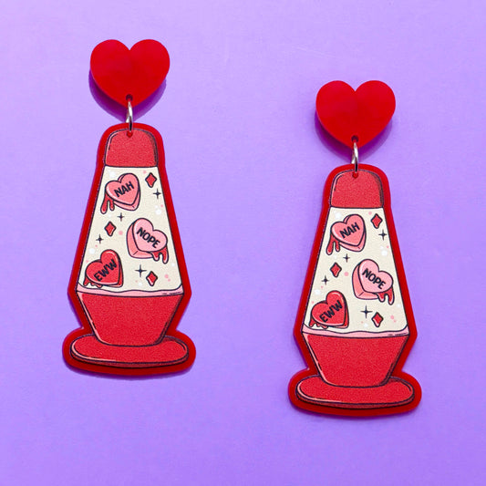 Sarcastic Heart Lava Lamp Drop Earrings