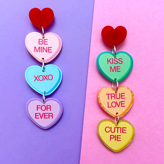 Conversation Heart Tiered Drop Earrings