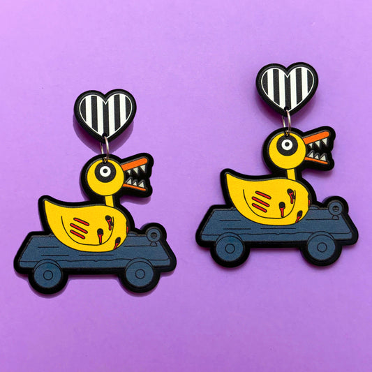 Scary Duck Toy Drop Earrings