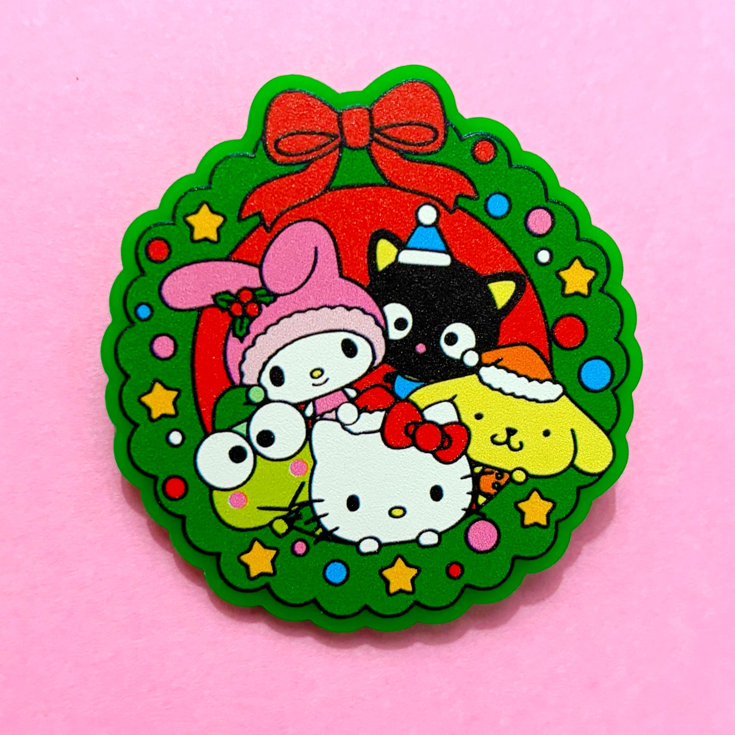 Kawaii Friends Wreath Pin