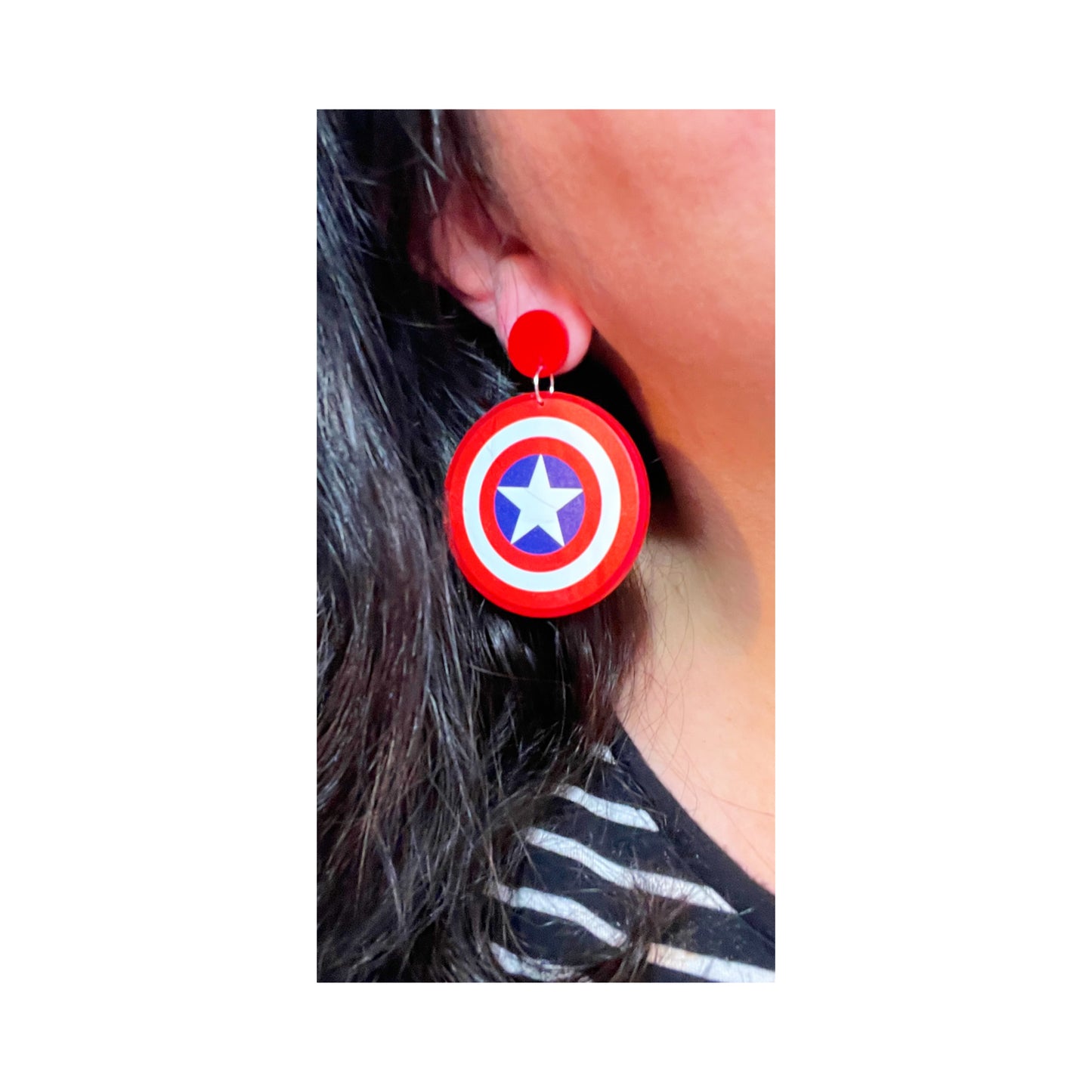 America Shield Drop Earrings