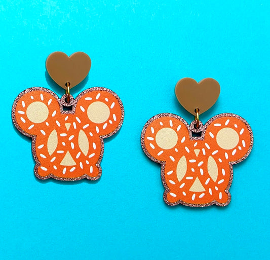 Mouse Pretzel Sparkle Drop Earrings