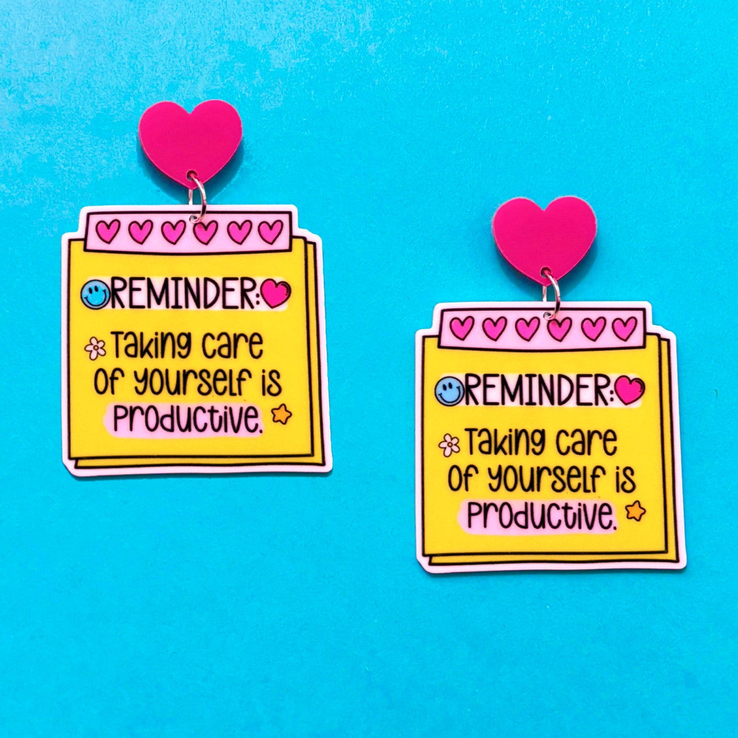 Self Care is Productive Drop Earrings