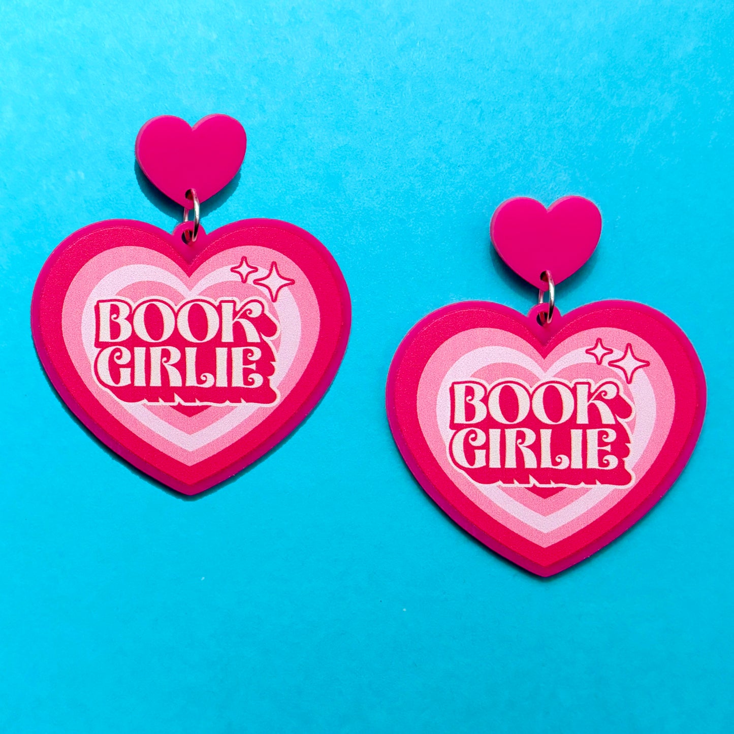 Book Girlie Heart Drop Earrings