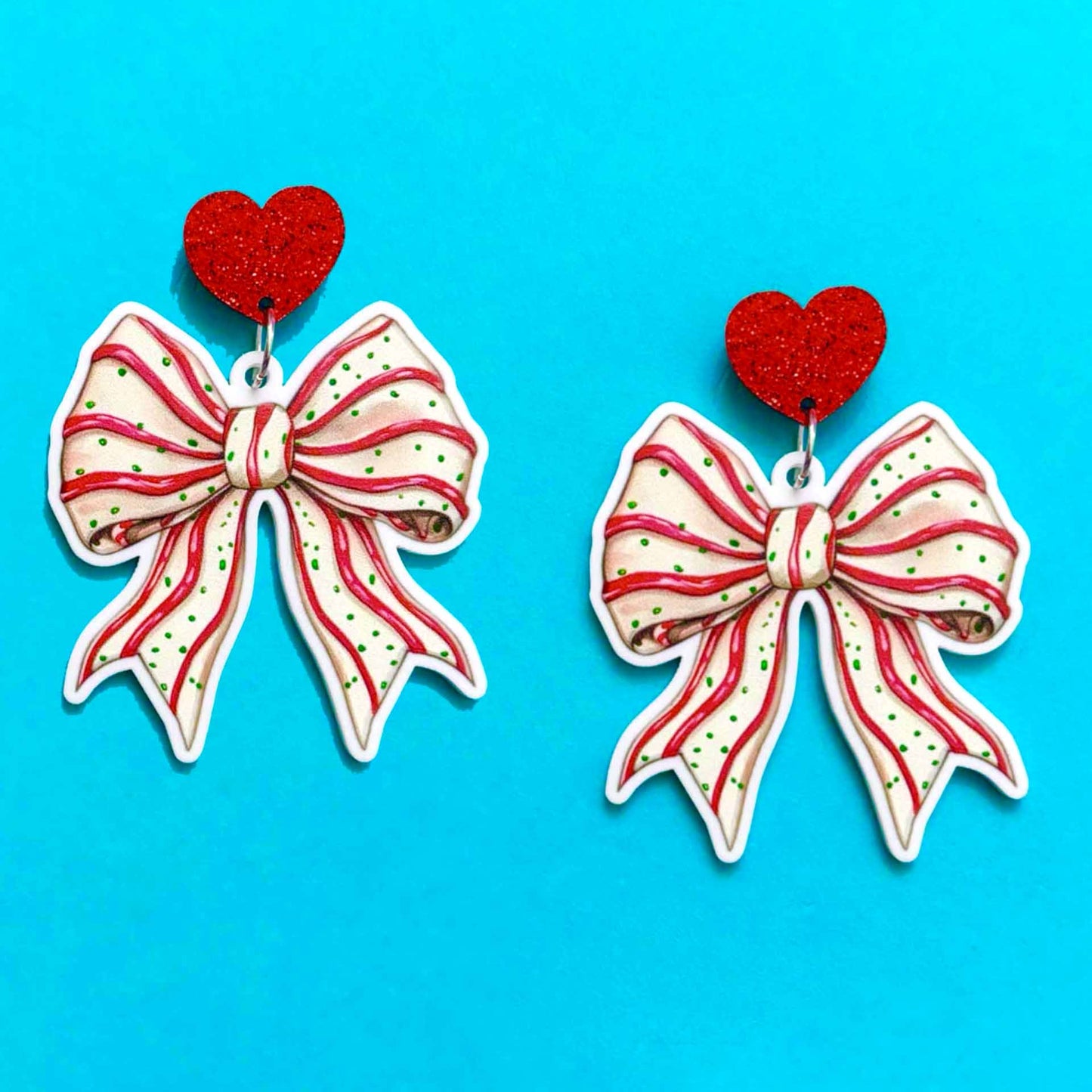 Candy Cane Stripe Bow Drop Earrings