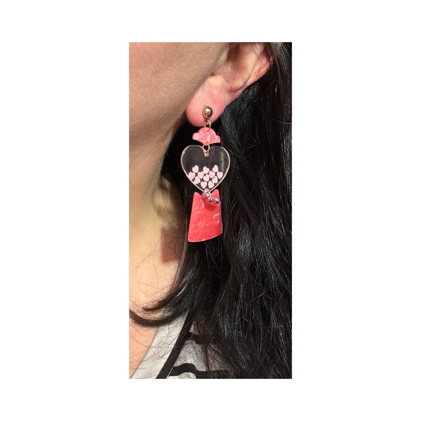 Heart Gumball Machine Drop Earrings