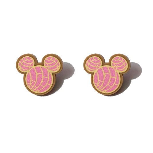 Pink Concha Mouse Acrylic Post Earrings