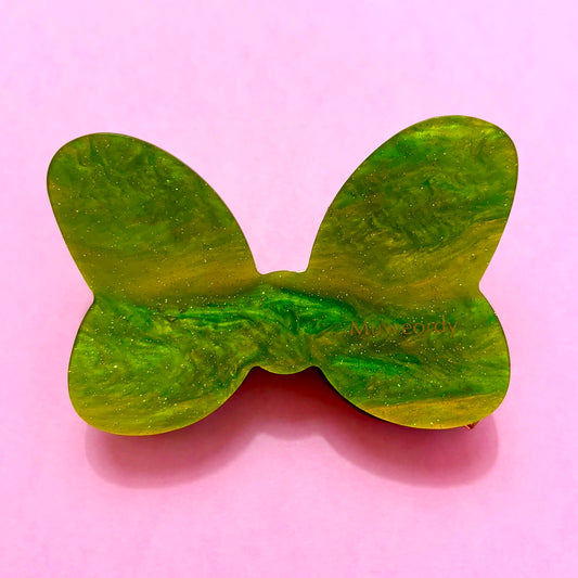 Green Sparkle Mouse Bow Hair Clip