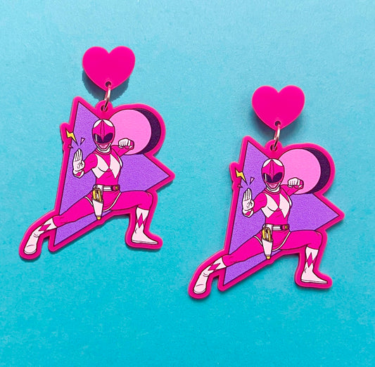 Pink Ranger Drop Earrings