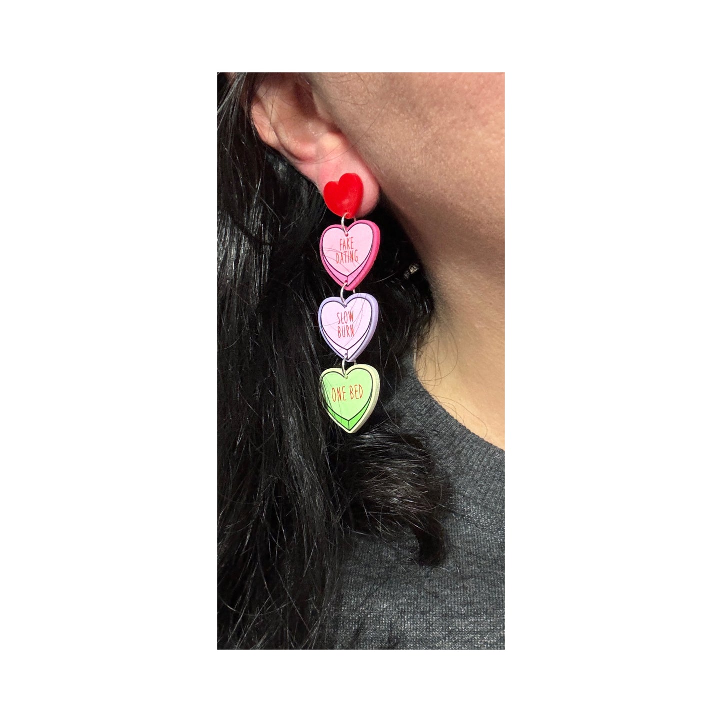 Romance Book Tropes Heart Drop Earrings