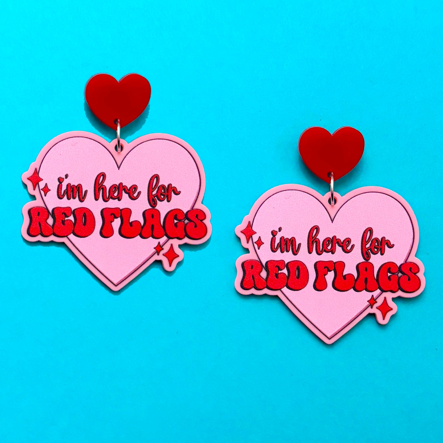 Here For Red Flags Heart Drop Earrings