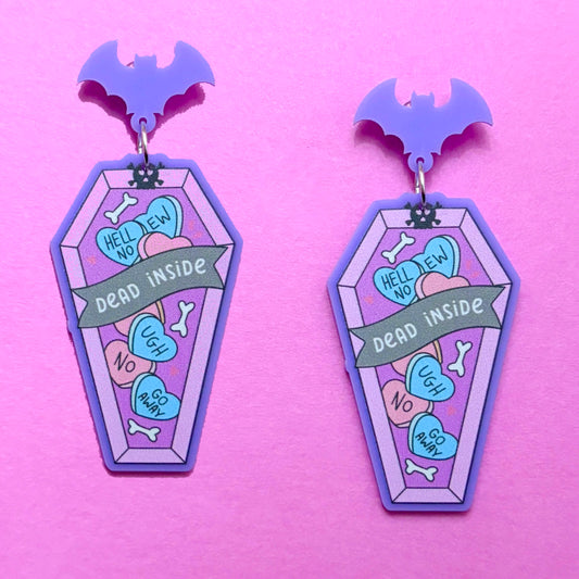 Pastel Dead Inside Coffin Drop Earrings