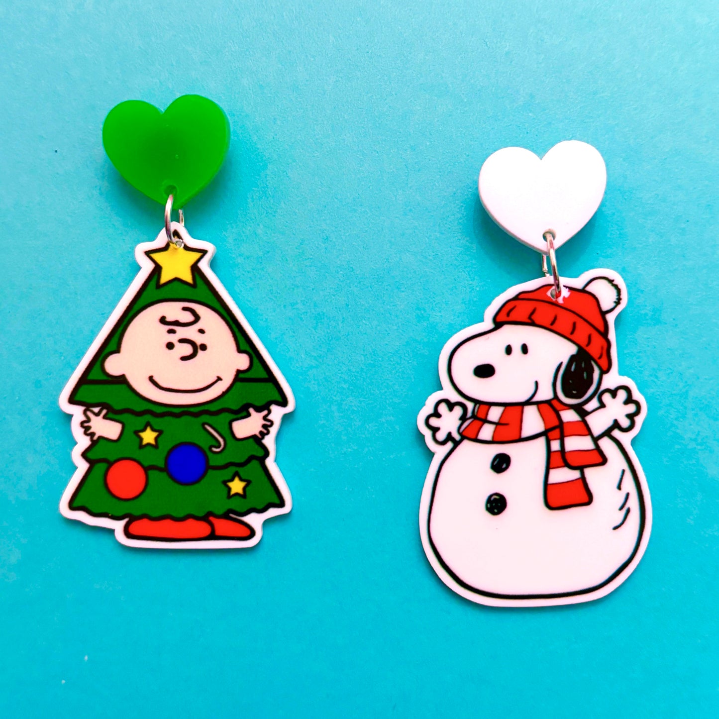 Charlie Tree & Snowman Snoopy Drop Earrings