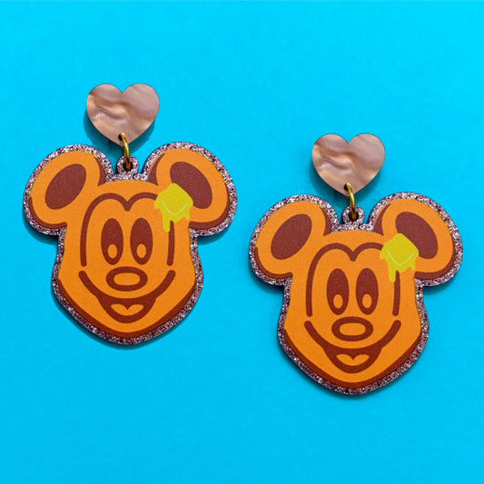 Mouse Waffle Sparkle Drop Earrings