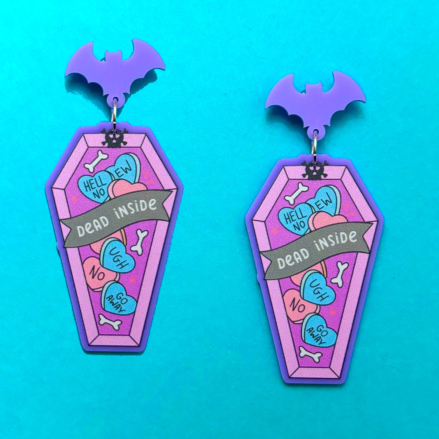 Pastel Dead Inside Coffin Drop Earrings