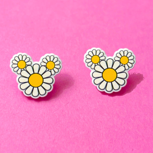 Mouse Daisy Acrylic Post Earrings