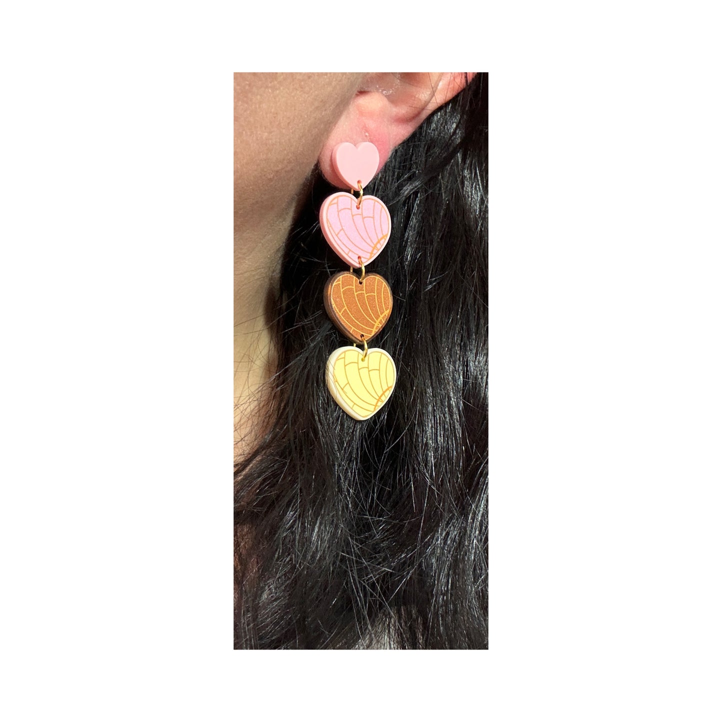 Concha Heart Tiered Drop Earringsa