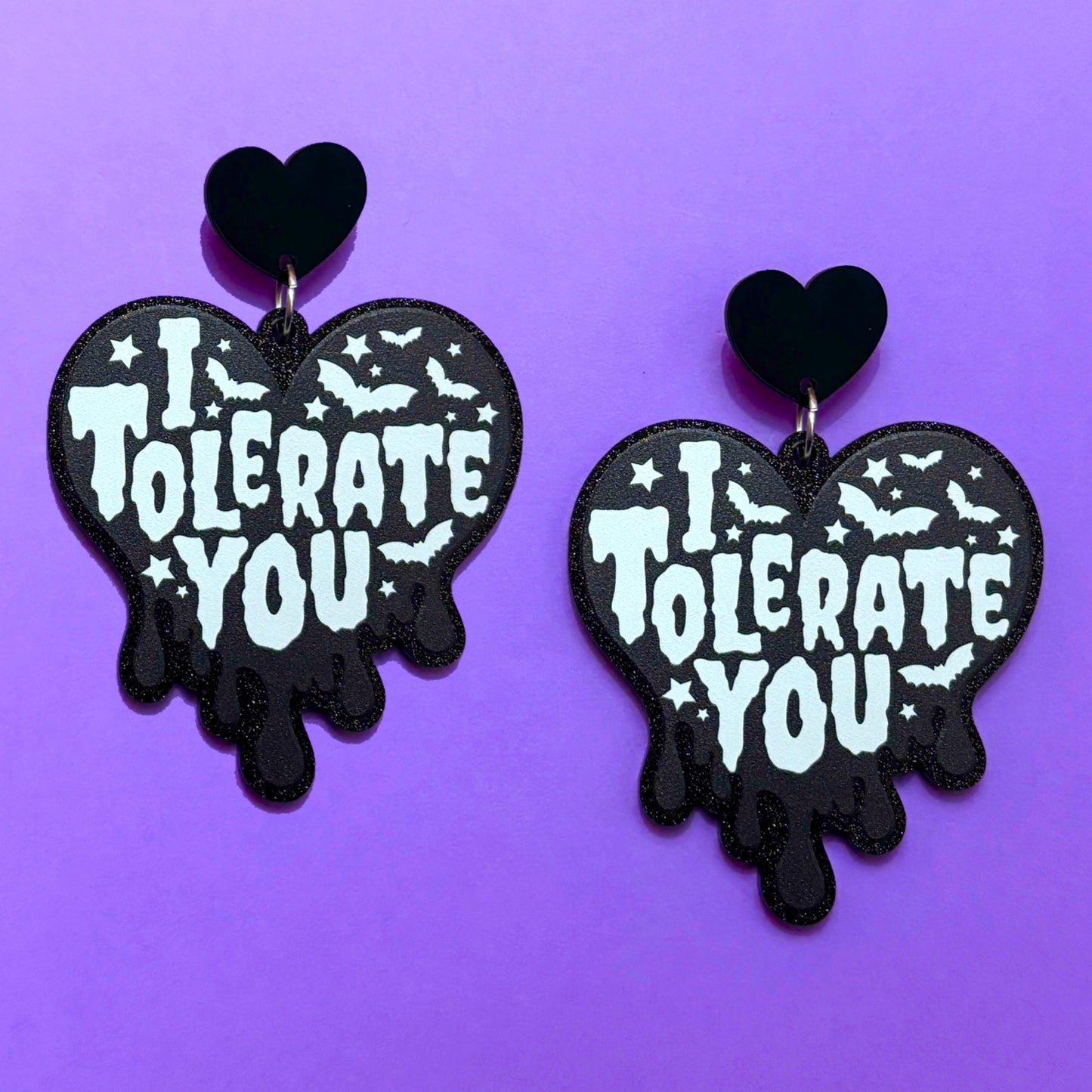 I Tolerate You Heart Drop Earrings