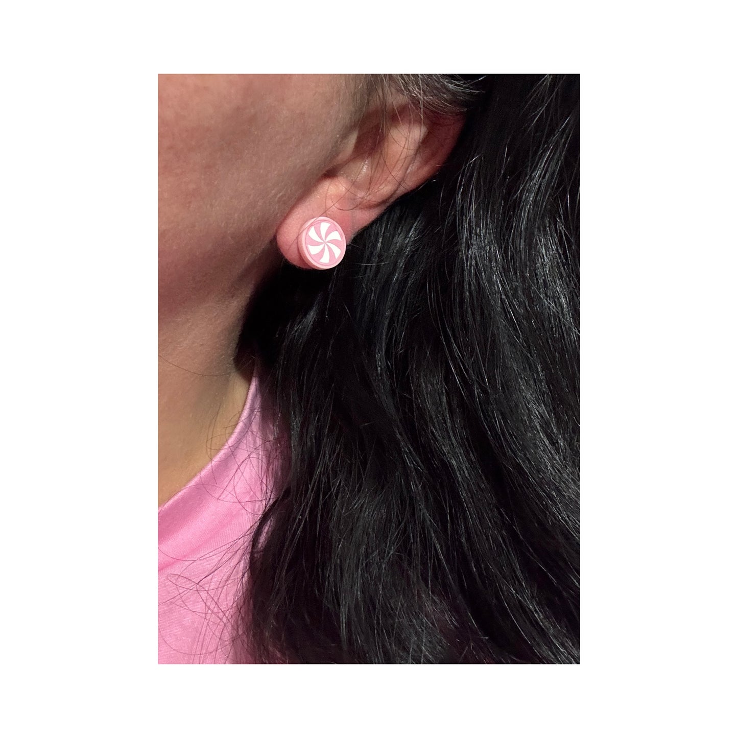 Pink Peppermint Post Earrings