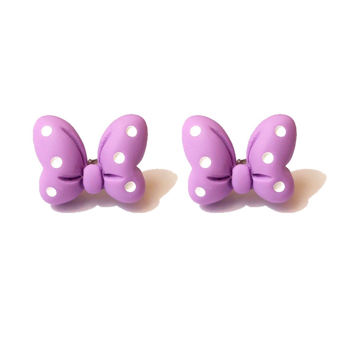 Lavender Mouse Bow Post Earrings