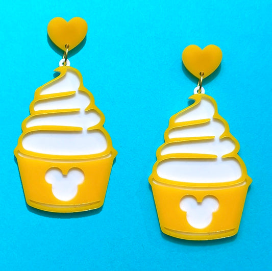 Yellow Pineapple Whip Matte Acrylic Drop Earrings