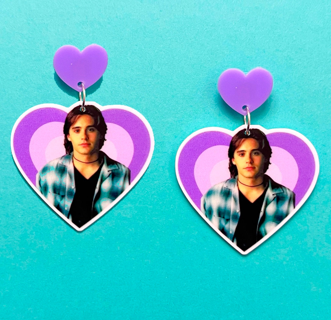 90s Jared Leto Heart Drop Earrings