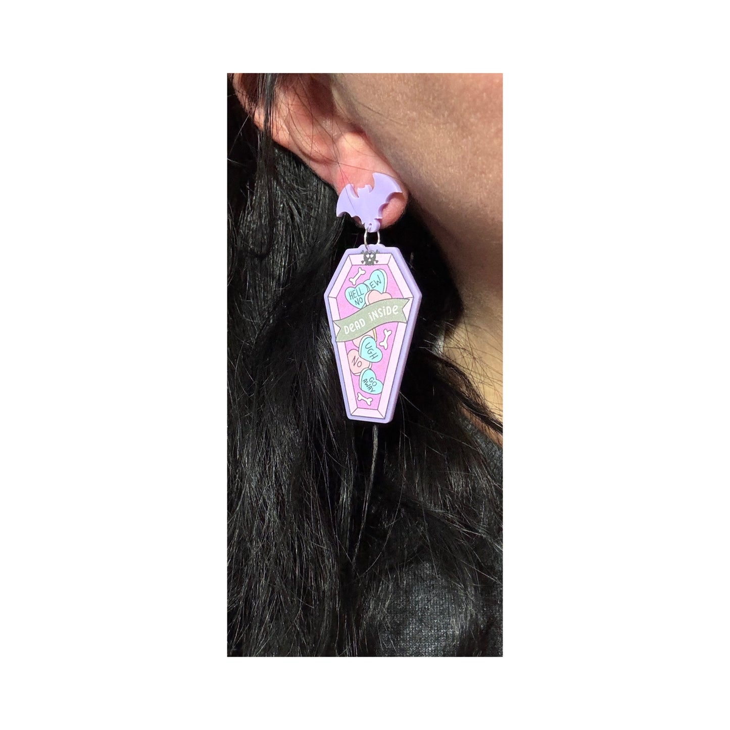 Pastel Dead Inside Coffin Drop Earrings