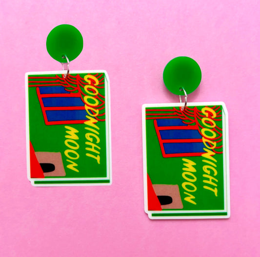 Goodnight Moon Book Acrylic Drop Earrings