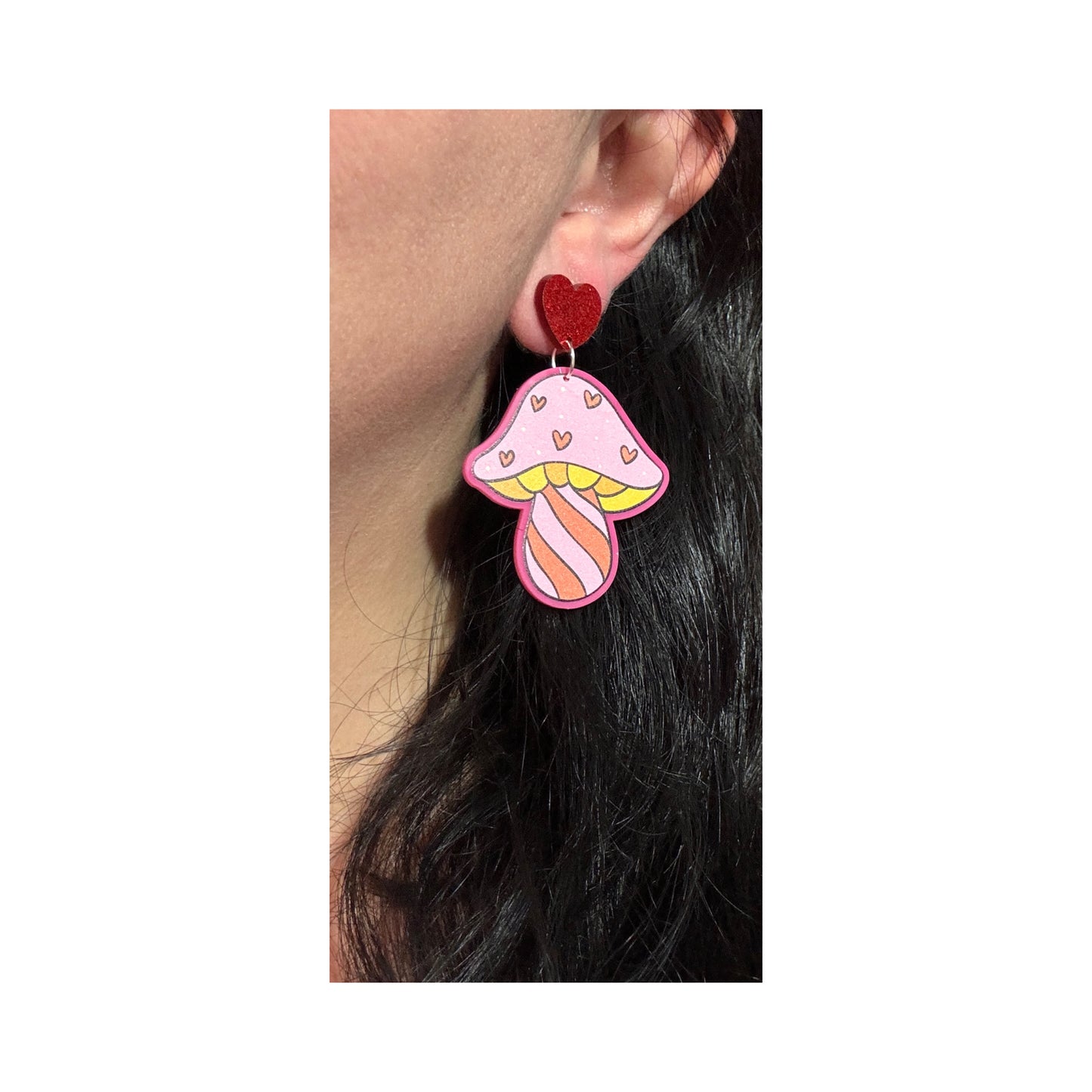 Groovy Valentine Mushroom Drop Earrings