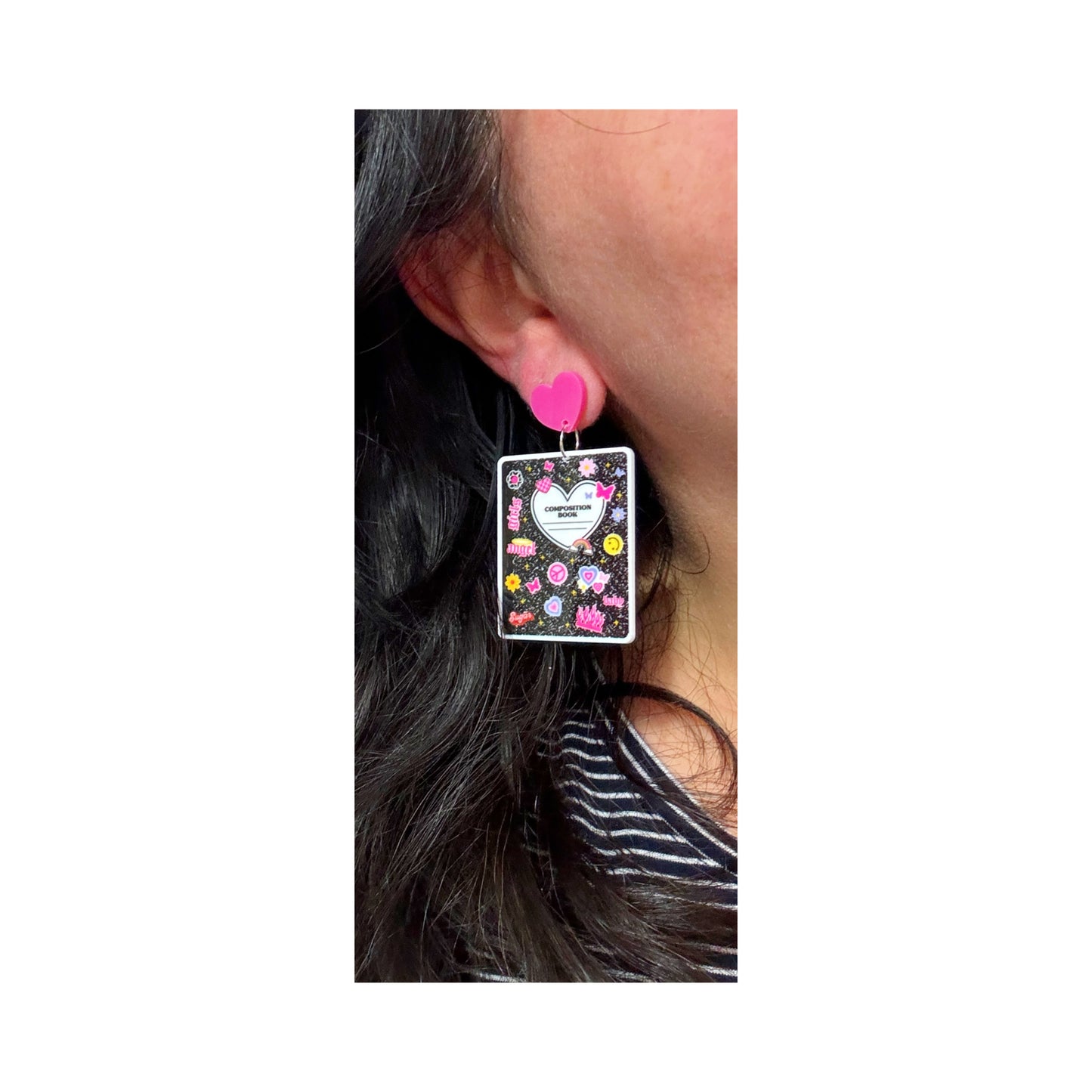 Retro Y2K 90s Composition Book Drop Earrings