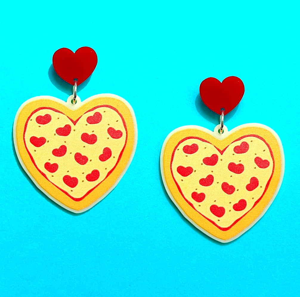 Pizza Heart Drop Earrings