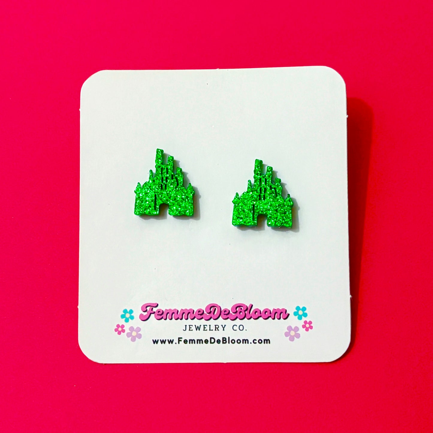 FREE GIFT - Green Glitter Castle Post Earrings