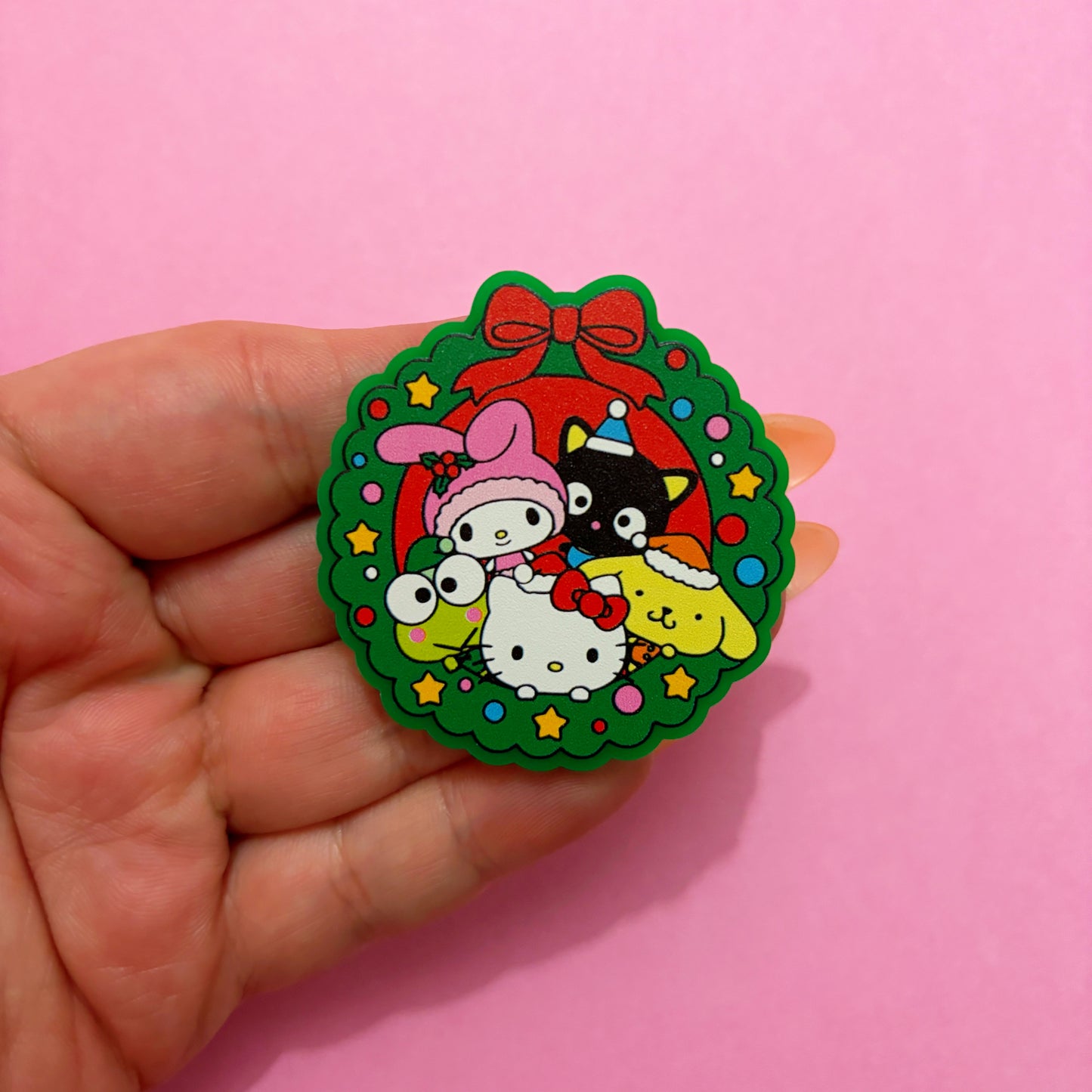 Kawaii Friends Wreath Pin