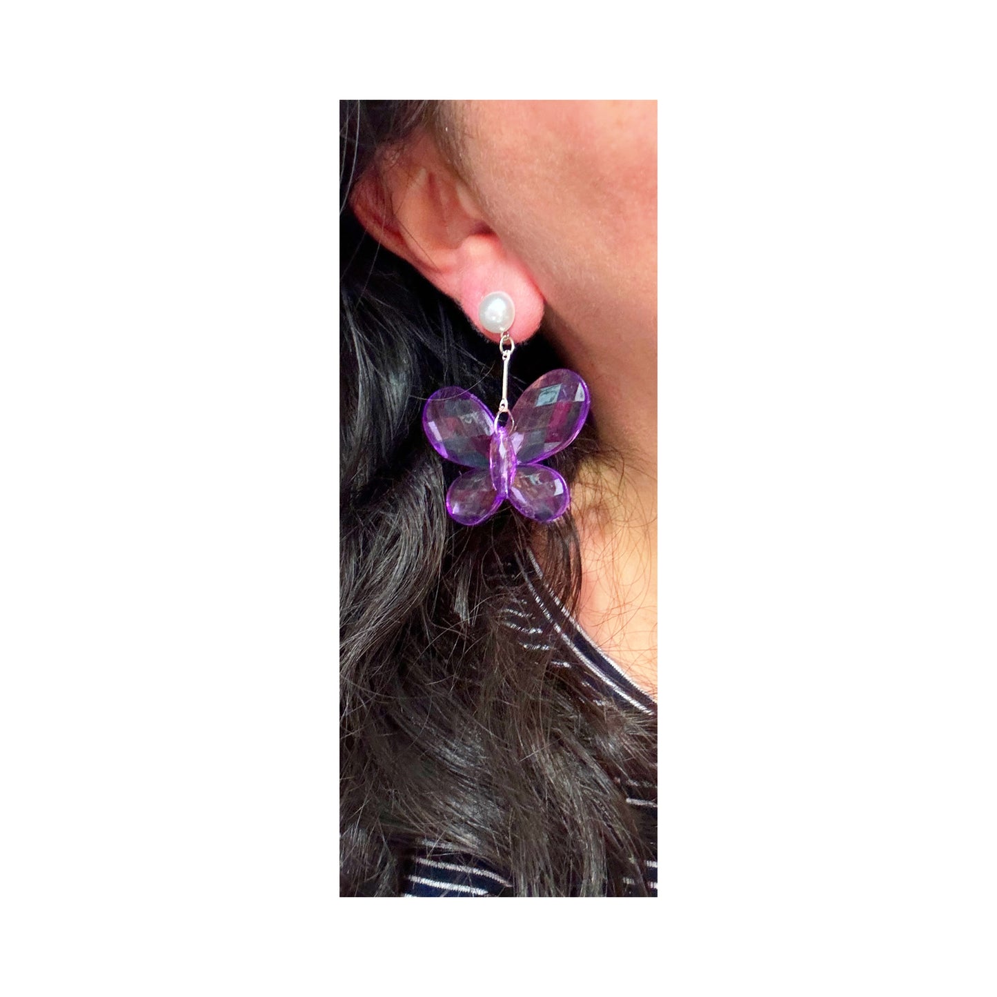 Purple Y2K Butterfly Large Drop Earrings