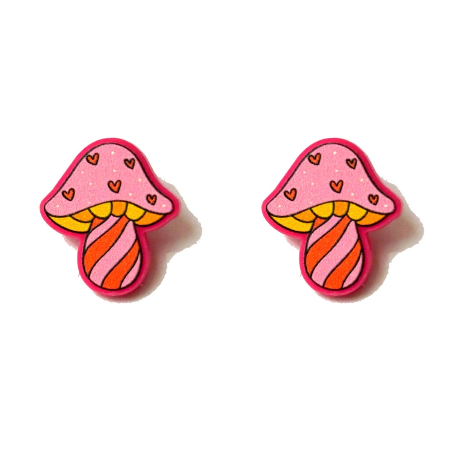 Groovy Valentine Mushroom Post Earrings