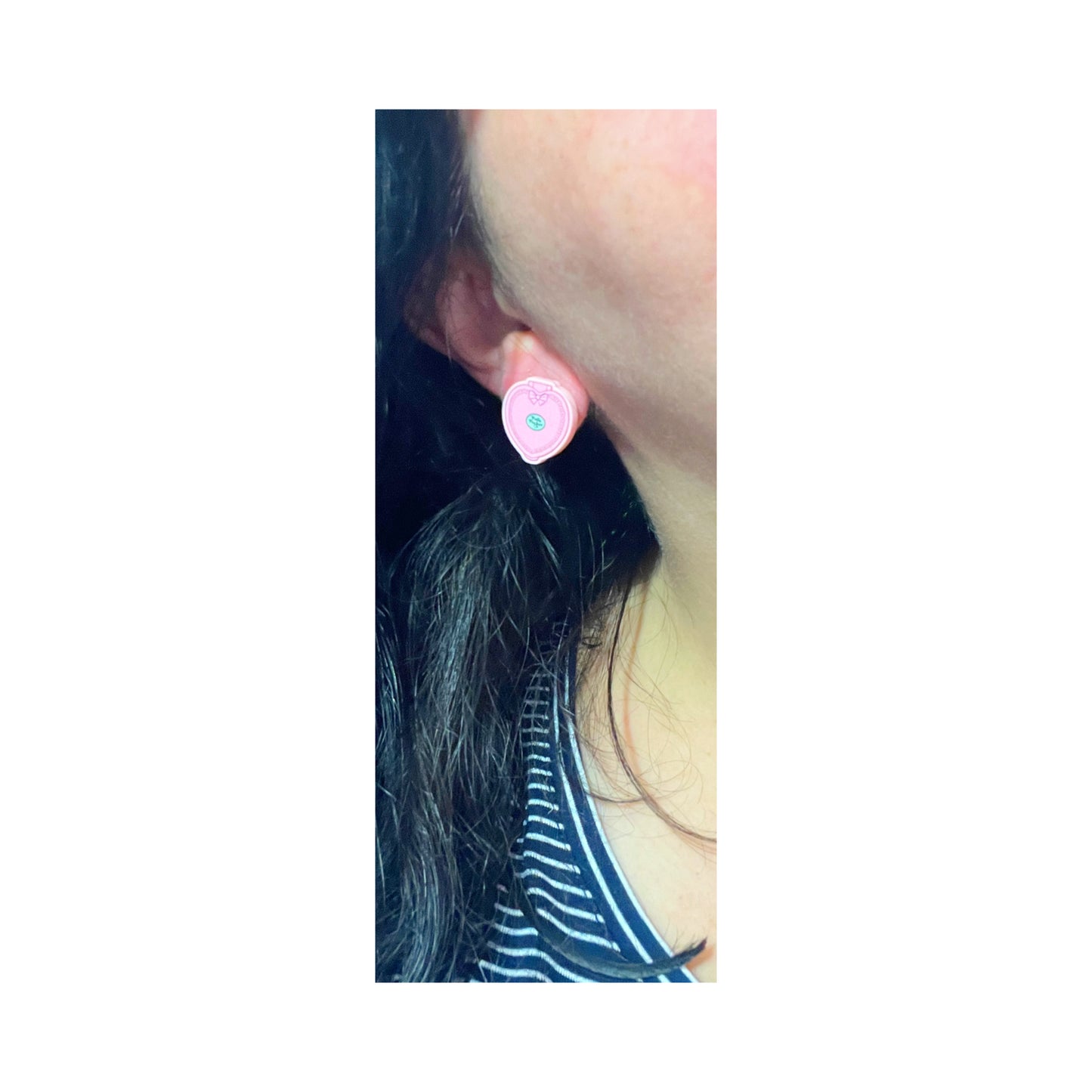 Pink Heart Polly Pocket Post Earrings