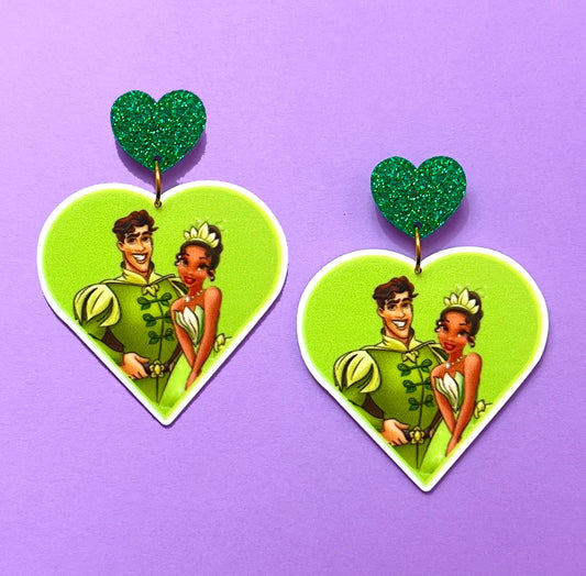 Tiana & Naveen Heart Drop Earrings